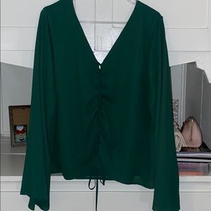 Green bell sleeve top